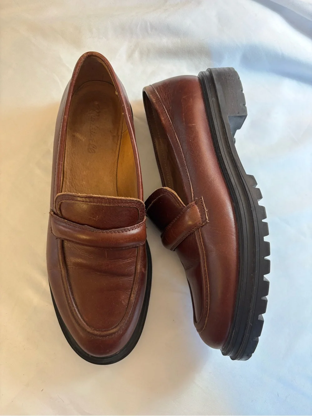 Madewell Bradley Chestnut Leather Lug Sole Slip-On Loafers